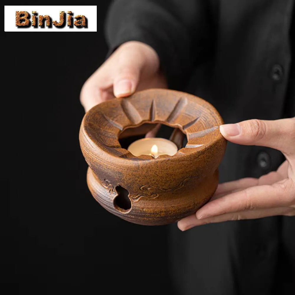 Retro Coarse Sauce Glaze Warm Tea Stove Roasting Leaf Candle Heating Base Flavoring Rack Essential Oil Stand Accessories craft