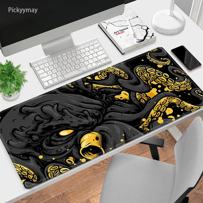 Imagem -04 - Polvo Grande Mouse Pad 100x50cm Grande Computador Mousepads Monstro Arte Mousepad Grande Tapete de Teclado Gamer Mouse Pads Esteiras de Mesa