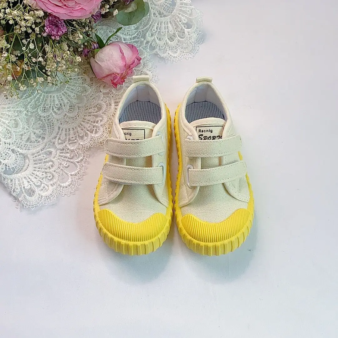 Children Canvas Shoes Korean Version Smiling Face Casual Sneakers School Kids Solid Soft Sole Comfort Baby Toddler Shoes