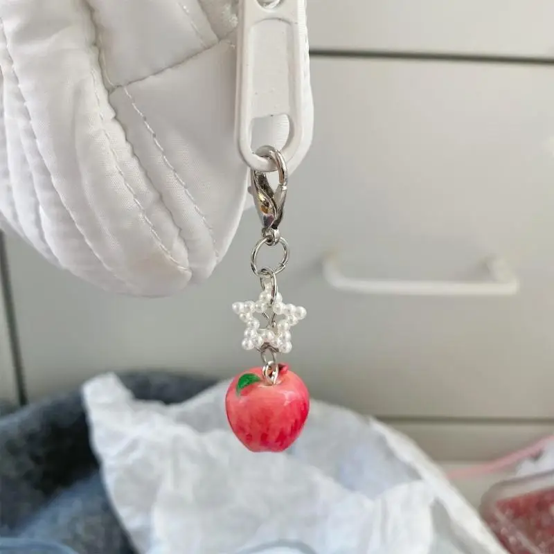 Adorable Alloy Fruit Shaped Keyring Featuring A Playful Star Detail Bag Hanging Ornament For Girls And Kids