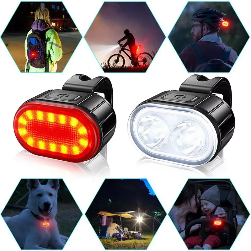 Bicycle Front Rear Light Set USB Charge Bike Waterproof Headlight Light MTB Cycling Taillight LED Lantern Bicycle Accessories