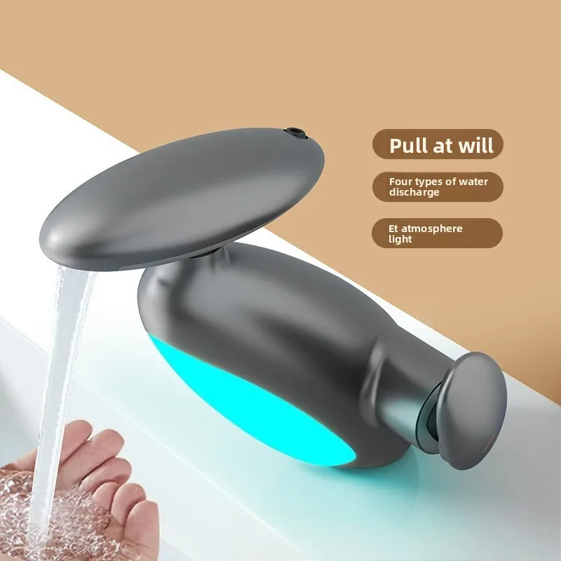 صنبور سحب مع رذاذ دوار ساخن وبارد، ضوء محيط، حوض، حوض حمام، صنبور مقاوم للرذاذ #1