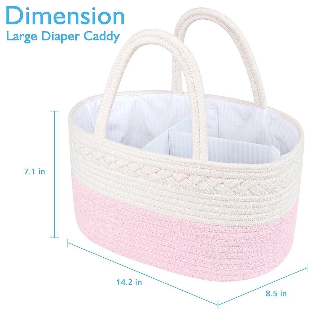 Cotton Rope Woven Basket,Baby diaper box,Diaper Feeding-bottle Toy Storage Basket,Detachable Divider Storage Basket,Home Storage