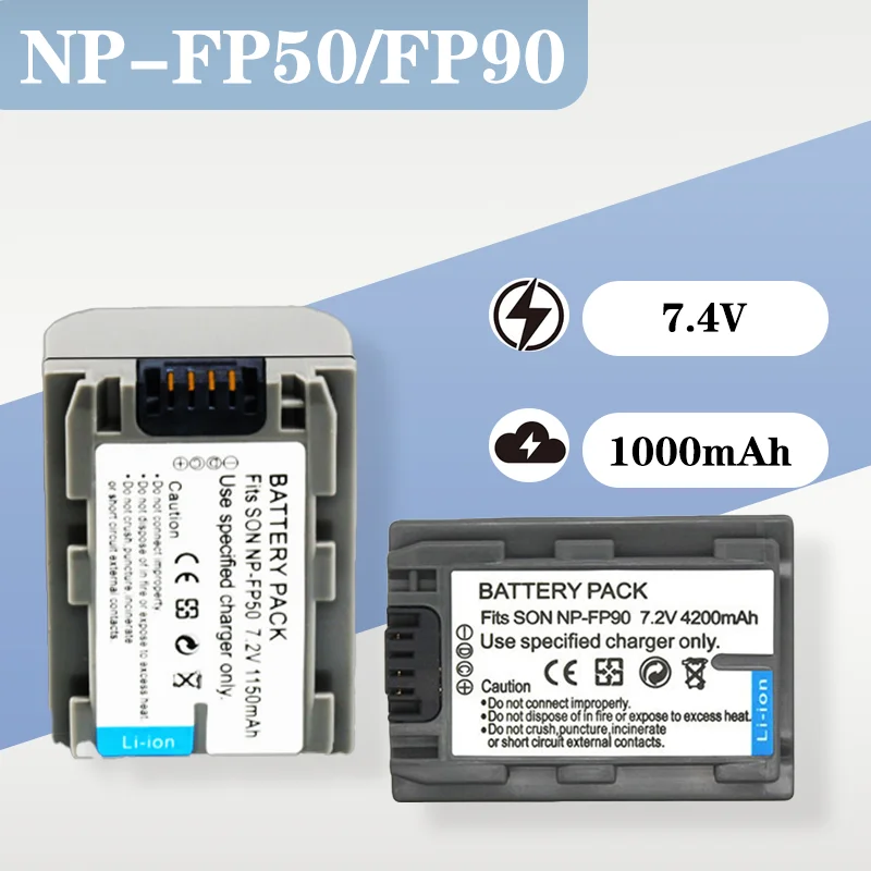 

7.4V 1000mAh Liion Battery Compatible with Sony NPFP50 NPFP90 NPFP70 Camera Camcorder