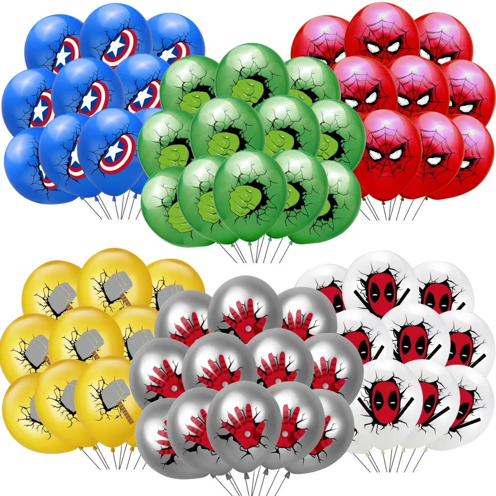 12 Inch Marvel Superhero Latex Balloon Set Avengers Spiderman Hulk  Boys Birthday Party Baby Shower Party Decorations Kid Toys