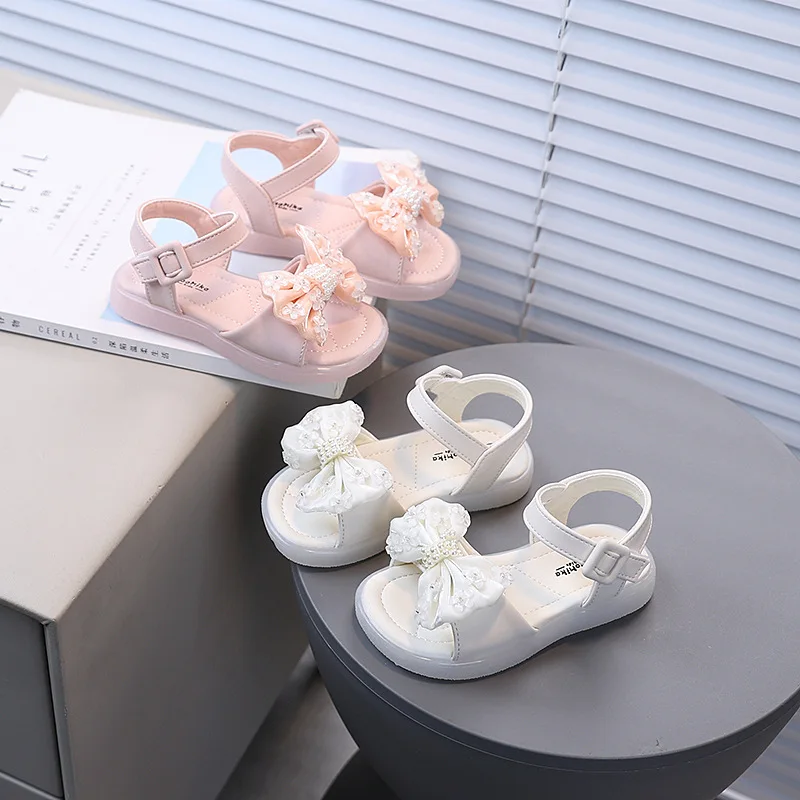 

Детские пляжные сандалии для девочек с мягкой подошвой и милыми бантиками, универсальные, на мягкой подошве, лето 2026, новые, нескользящие, в стиле принцессы