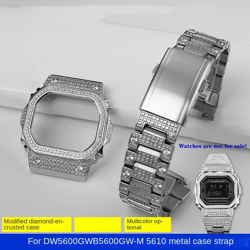 

For Casio DW5600/5610 GW-B5600 GMW-B5000 series metal accessories with diamond case and strap for watch modification