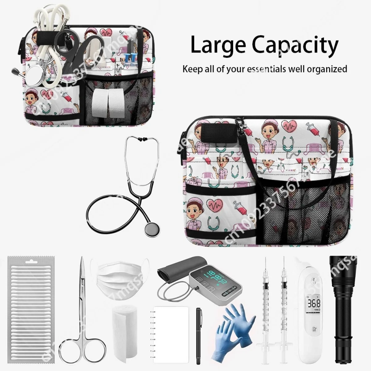 Medical Tool EKG Stethoscope Nurse Pattern Staff Work Pocket Operating Room Satchel Tool Storage Bag Customized Waist Pack