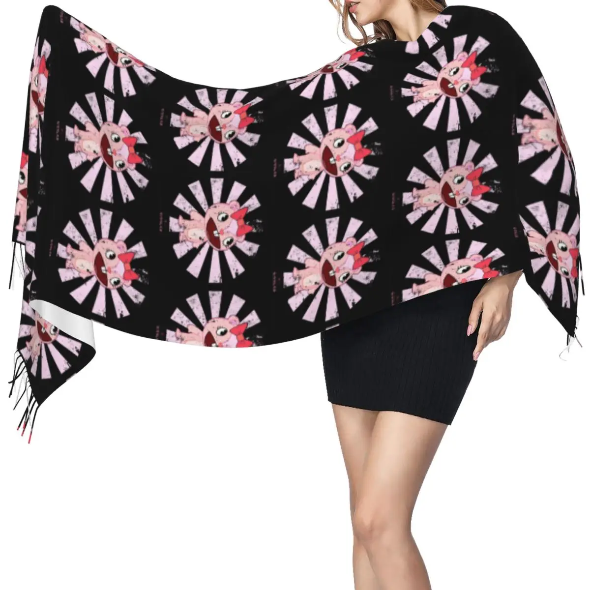 

Giggles японский шарф Happy Tree Friends, шарфы с кисточками, женские мягкие теплые шали и накидки, длинная осенне-зимняя шаль