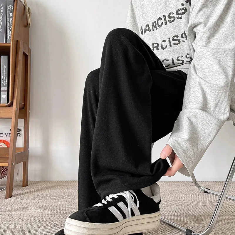 

Мягкие восковые повседневные брюки в стиле ретро для мужчин, свободные широкие брюки для мытья полов