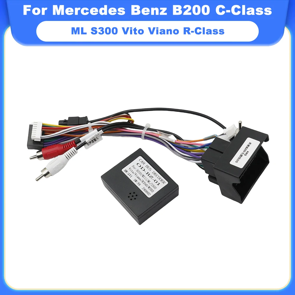 Car Android 16PIN Power Wiring Harness Cable With Canbus For Mercedes Benz B200/C-Class/ML/S300/Vito/Viano/R-Class