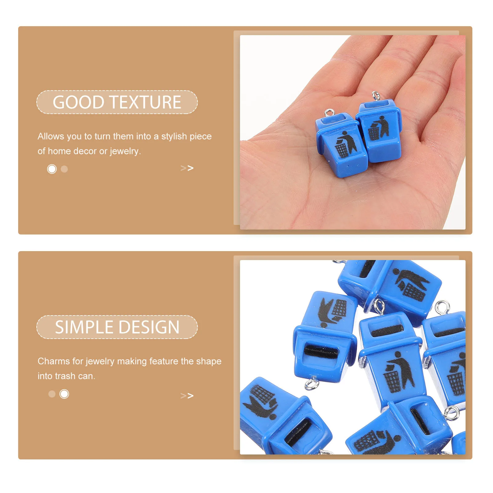 

10pcs Trash Can Charms For Jewelry Making Resin Pendant Diy Earring Keychain Accessories Bulk Garbage Bin Crafting Supplies