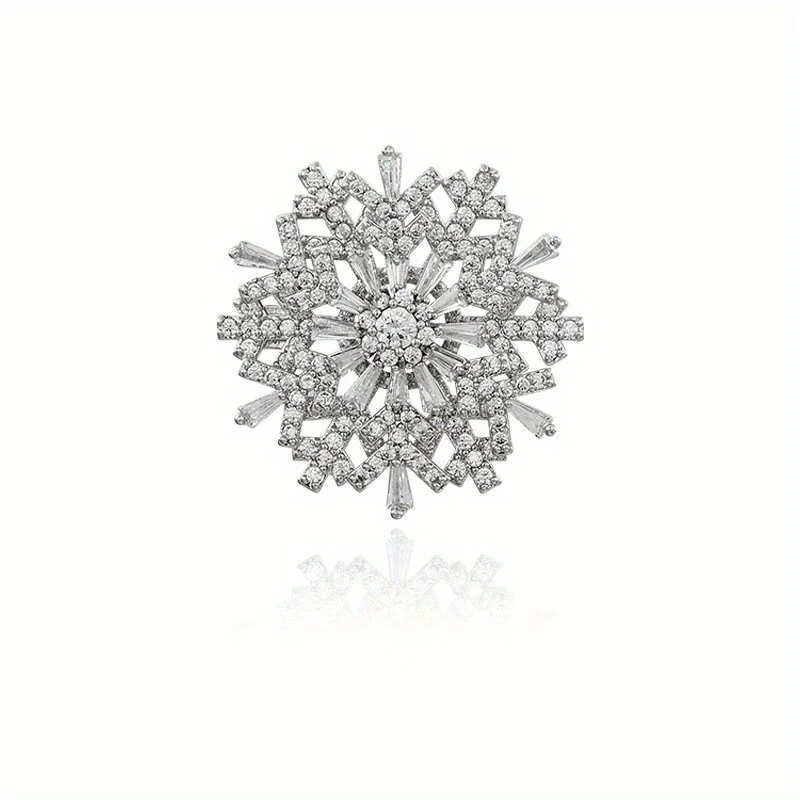 SHMIK Classic Women Men Elegant Exquisite Christmas Swirl Snowflakes Crystal Scarf Buckles Badges Shining Boutique Pin Brooch