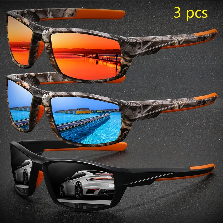 3 Pieces Fashion Vintage Polarized Sports Sunglasses Men Women Fishing Running Cycling Mountaineering Sun Glasses UV400 Eyewear