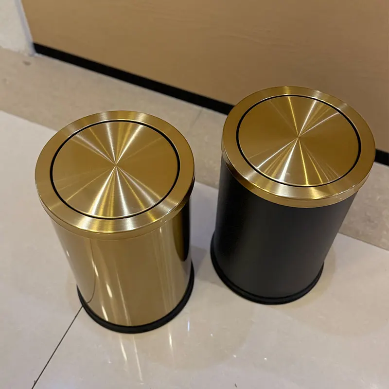 9L/7L Light Luxury High-End Gold Shake Lid Trash Can Used in Living Room, Office, Bedroom, Hotel