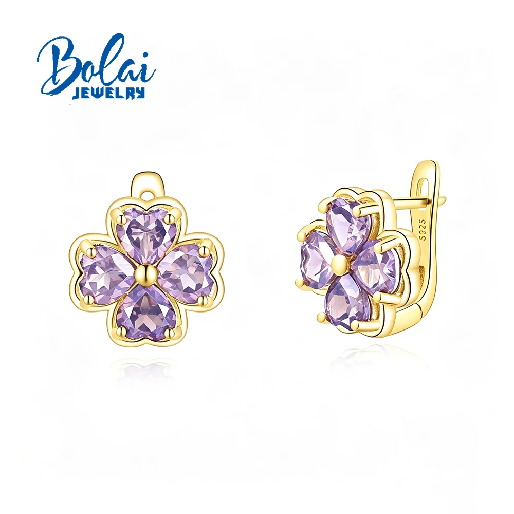 Exquisite 925 Sterling Silver women's earrings Natural amethyst February Birthstone Simple fine jewelry for valentines gift