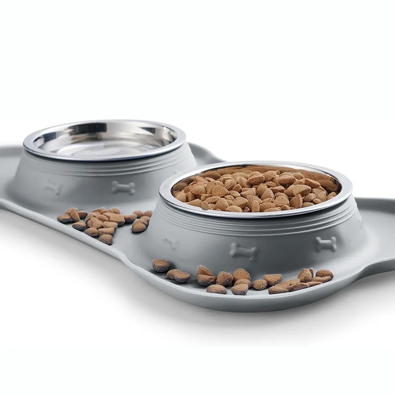 Stainless Steel Dog Bowls With No Spill Non-skid Silicone Mat Pet  Water And Food Feeder Bowls For Small Medium Large Dogs ﻿