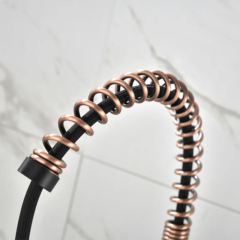 Kitchen Single Hole Sink Faucet Spring Pull-down Multifunctional Faucet Basin Deck Installation Faucet Matte Black