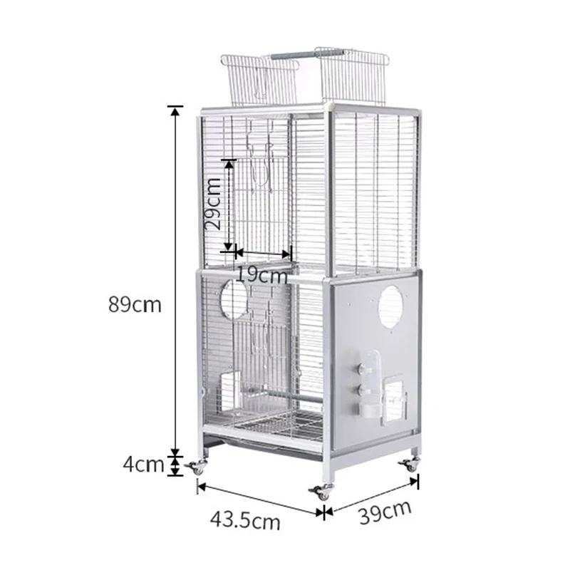 

Stainless Steel Acrylic Multilayer Splice Bird Cage With Rolling Stand For Parrots