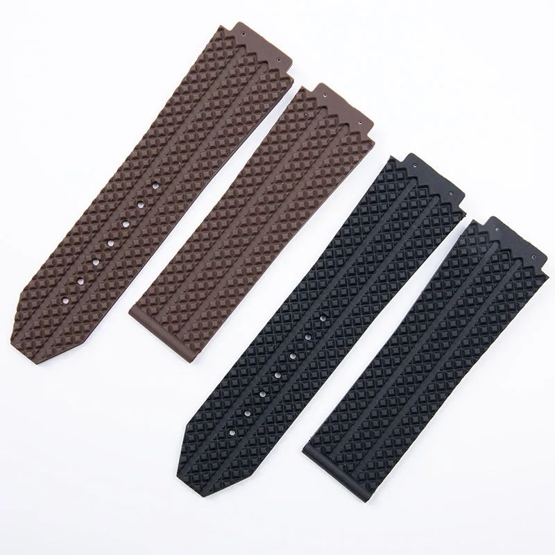 Soft nature rubber bracelet 26x19mm 24x17mm Convex end for Hublot strap Big Bang series men wristband stainless fold buckle