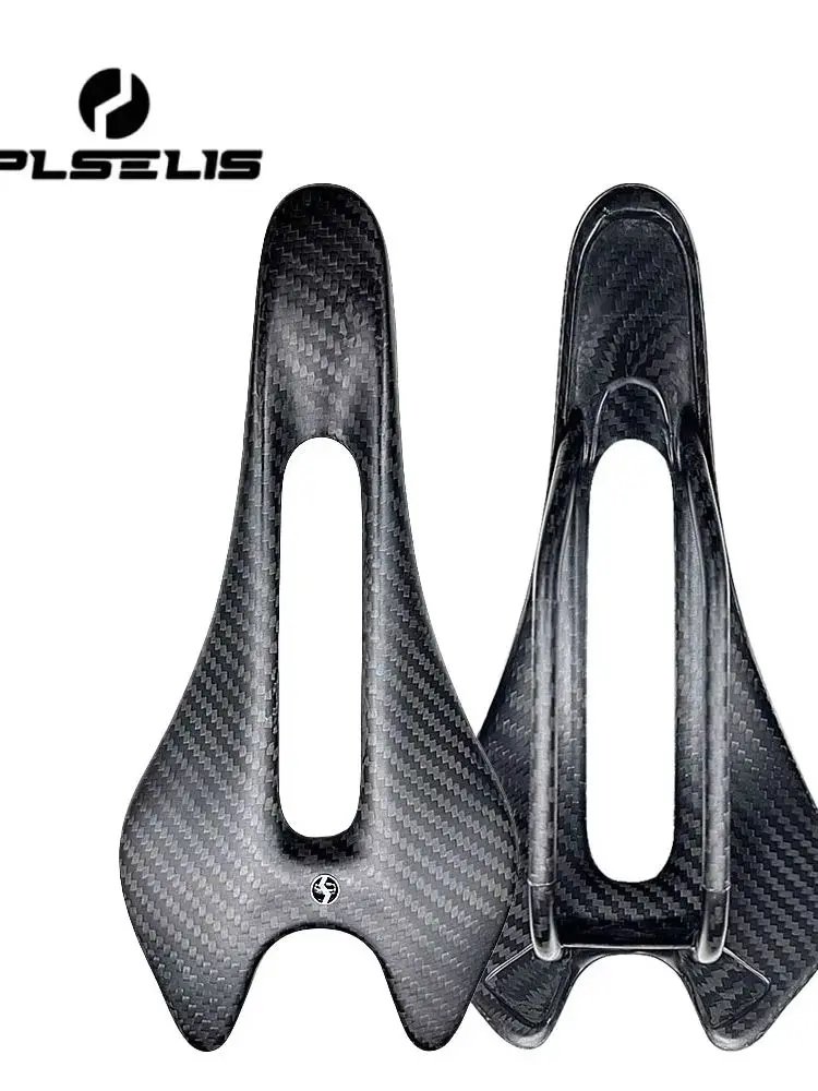 Plselis Leichter, hochfester Rennradsattel aus Carbonfaser, 63 g, hohl, atmungsaktiv, ergonomisches Sitzkissen