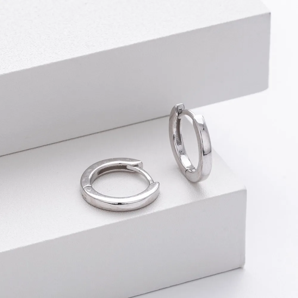 CCFJOYAS 5/6/7/8/9/10 مللي متر 925 فضة الذهب والفضة اللون لامعة هوب أقراط للجنسين بسيطة الأساسية التراص أقراط