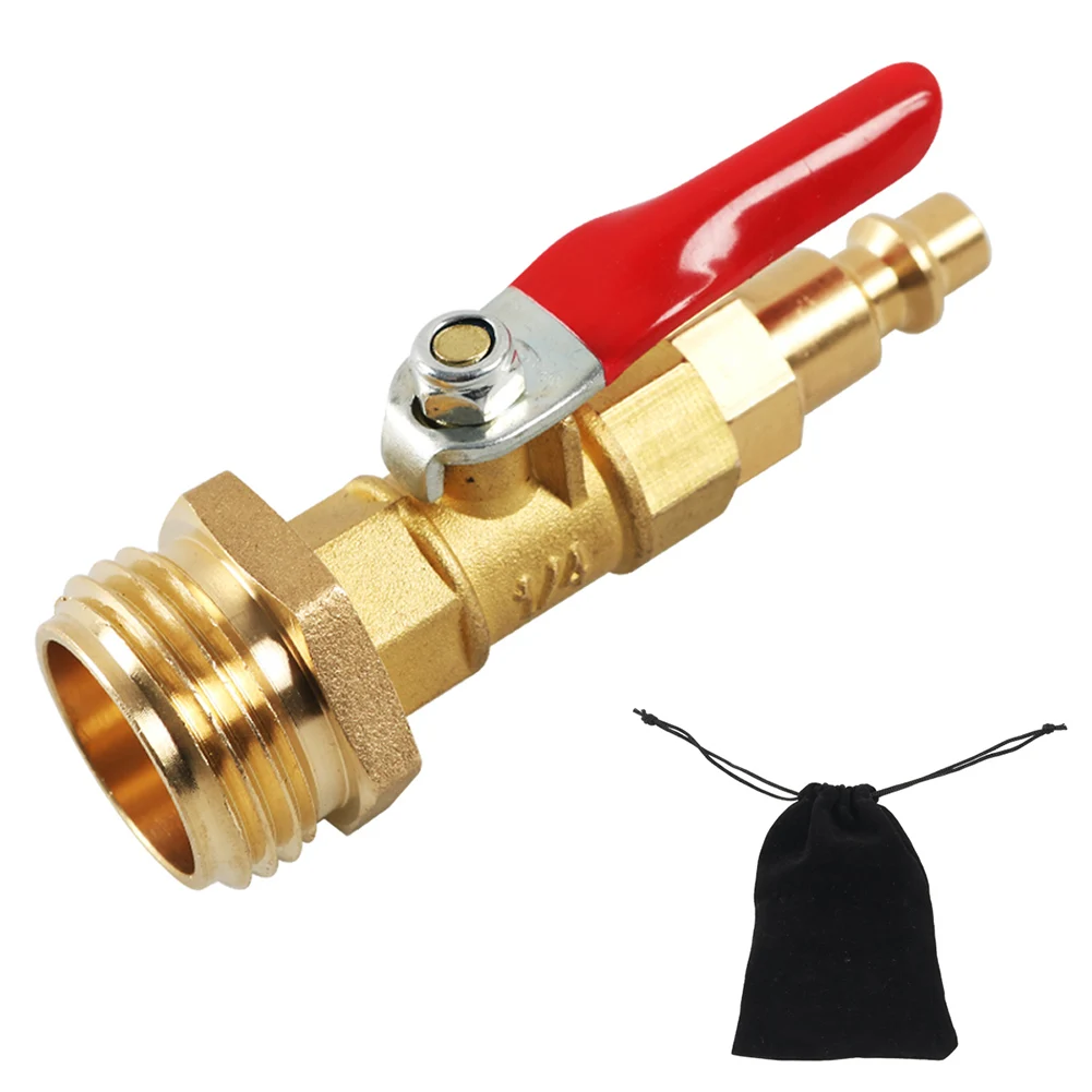 1/4 Inch Male Quick Connecting Plug Winterize Blowout Adapter With Storage Bag Brass