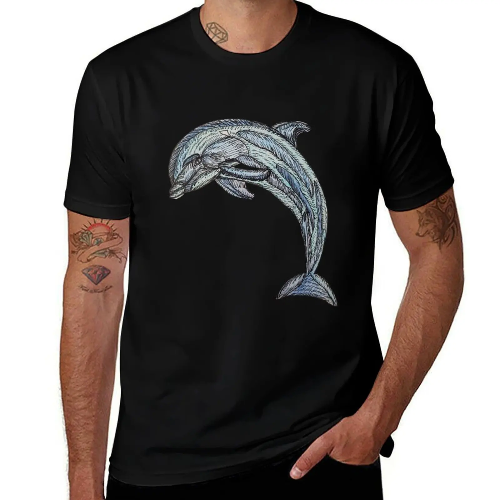 Happy Dolphin T-Shirt Casual Loose Fit Short Sleeve T-Shirt