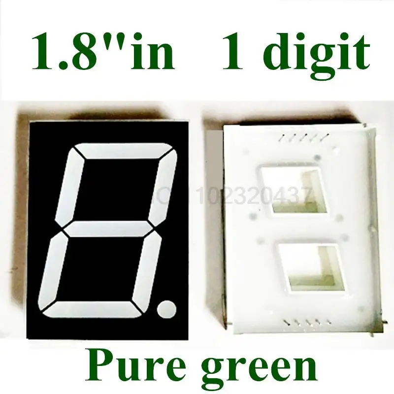 

10PCS 1.8 inch 1 Bit 7 Segment Pure green LED Display 1.8" 1.8in Digital Tube Plastic Metal Common cathode(Nixie tube)