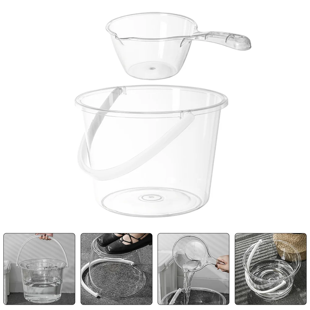 Bath Bucket with Lid Cleaning Buckets for Household Face Washing Basin Transparent Plastic Ice