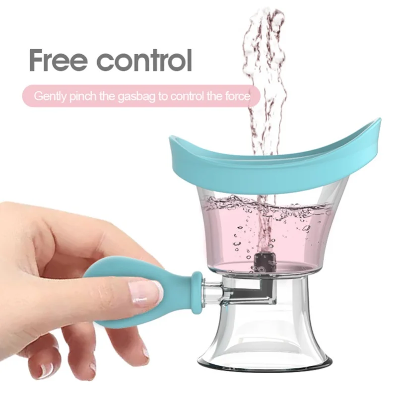 Eye Wash Cup Silicone Rinse Cleaner Ergonomic Manual Air Pressure Squeeze Cleaning Tool Blue