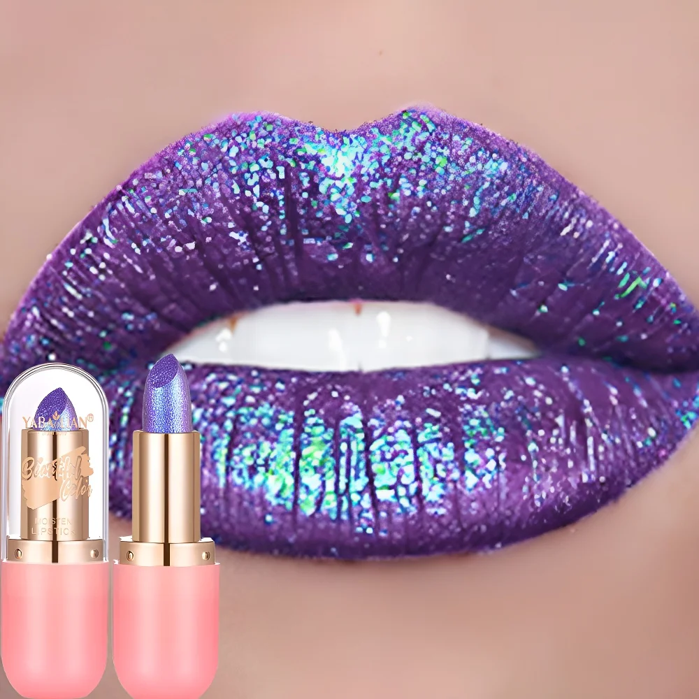 7-لون أورورا الحرباء لامع الشفاه عصا عالية تألق طويلة الأمد الماس الأزرق الأرجواني ملمع الشفاه لجميع القديسين والمكياج المرحلة