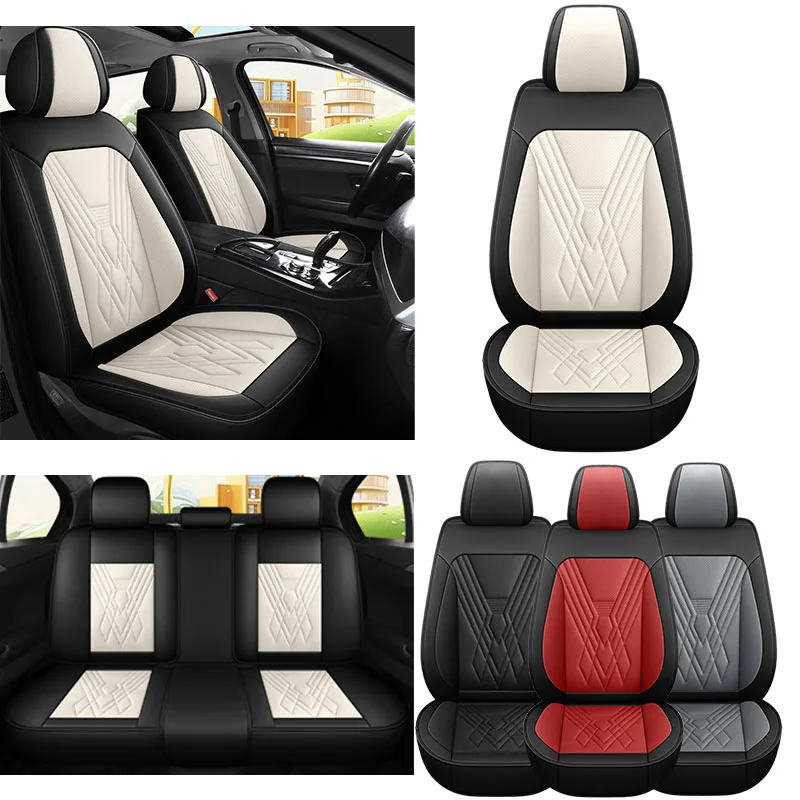 

Full Set Car Seat Covers Luxury Faux Leather Car Seat Covers, Universal Fit Full Coverage Protectors Comfortable & Durable