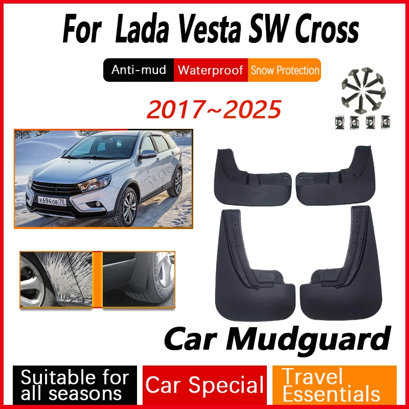

4X автомобильные брызговики для Lada Vesta SW Cross, аксессуары 2024, 2017-2025, автомобильные крылья с защитой от брызг, брызговики, автомобильные аксессуары