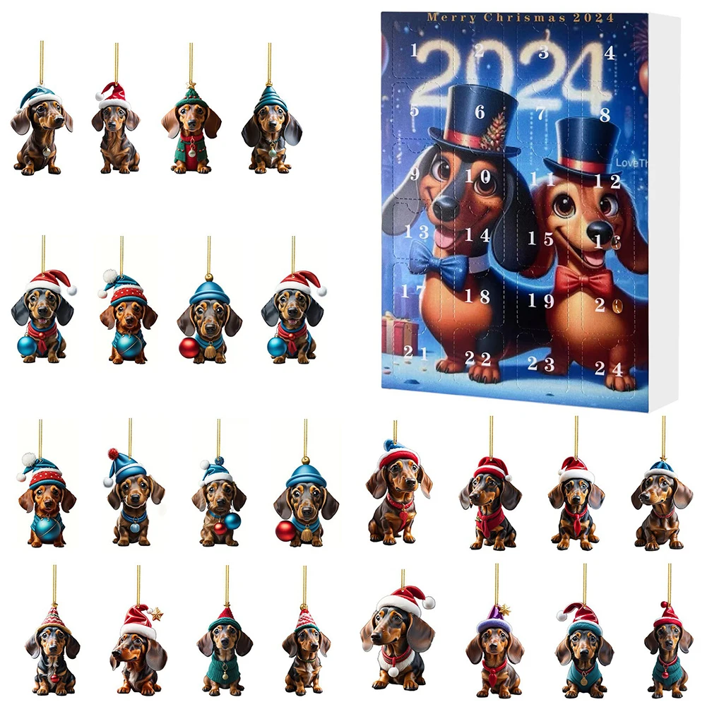 2024 Advent Calendar 2024 Dachshunds Christmas Vacation Advent Calendar Collectible Funny Dog Set Gifts for Teenage Girls Boys