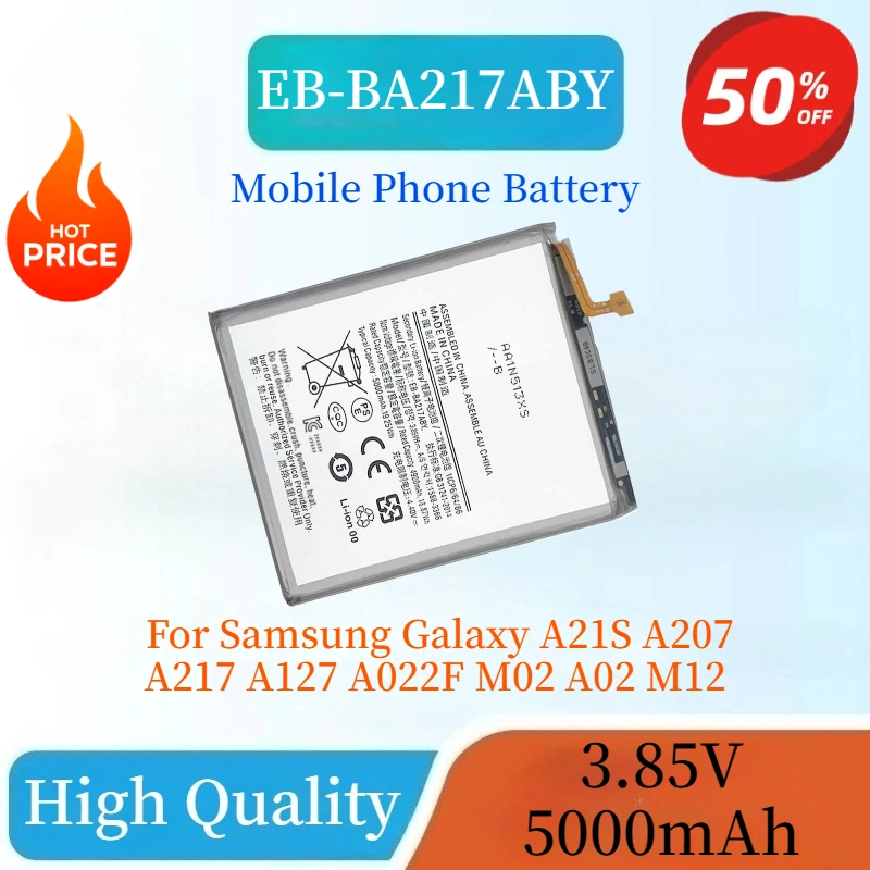 

Brand New High Quality EB-BA217ABY 3.85V 3000mAh Mobile Phone Battery for Samsung Galaxy A21S A207 A217 A127 A022F M02 A02 M12
