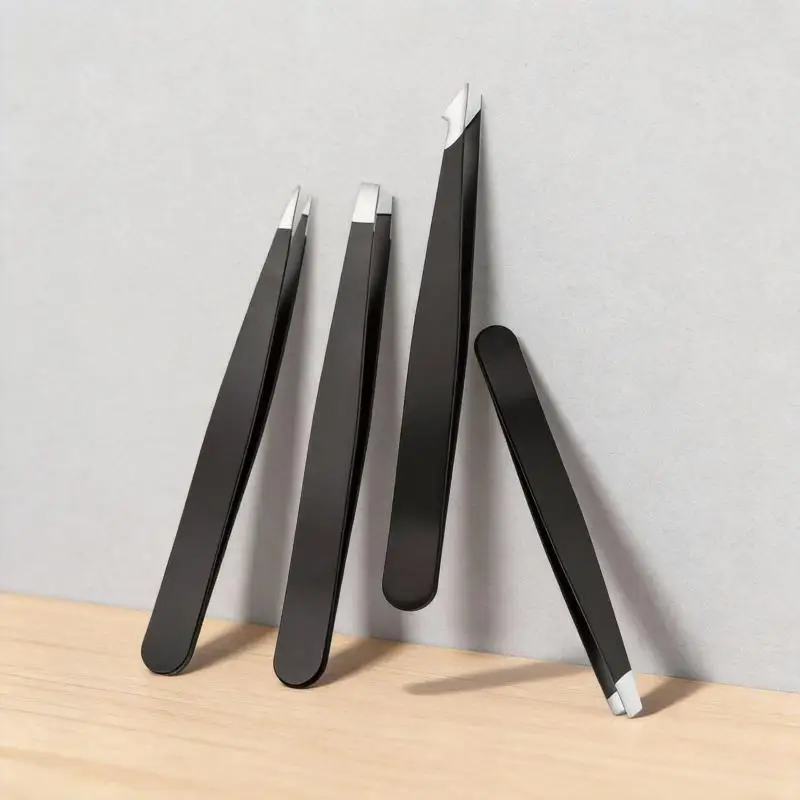 Stainless Steel Precision Tip Tweezer Set Non-Slip Handle 1/2/4Pcs for Eyelash Perm Eyebrow Trimming Handmade Craft Work