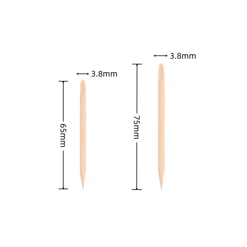 Nail Art Manicure Pedicure Care 100/50Pcs Orange Wood Nail Sticks Double Sided Cuticle Pusher Remover Rhinestones Dotting Tools