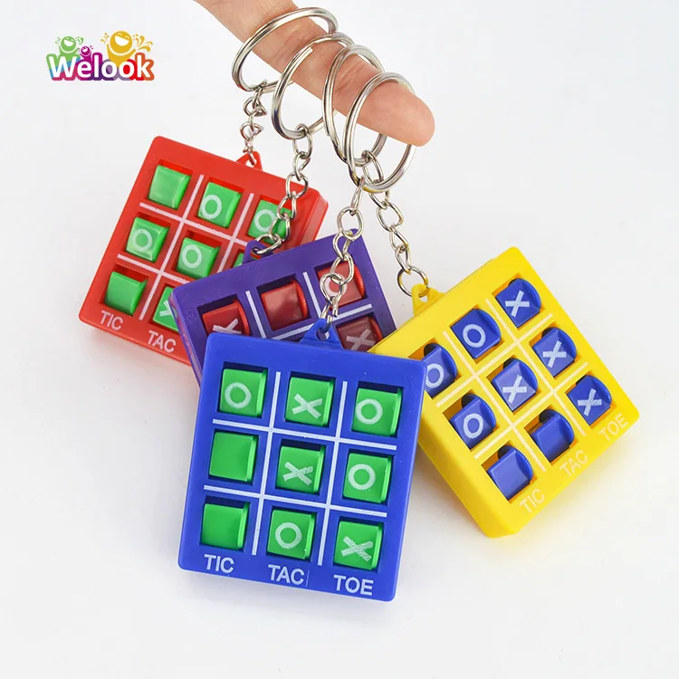 Colorful Tic Tac Toe Game Keychain Pendant For Kids Puzzle Toys Birthday Party Favor XO Rotating Game Chess Kindergarten Gifts