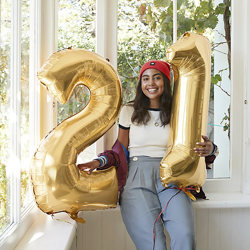 Gold Number Balloons 40 Inch Foil Balloon Adult Kids Birthday Anniversary Decoration Party Gold 0 1 2 3 4 5 6 7 8 9 Balloon