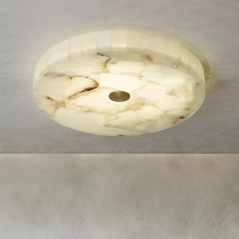 Round Splicing Spanish Marble Alabaster Ceiling Lamp Bedroom Living Room Dining Room Corridor Creative Art All-copper Wall Lamp
