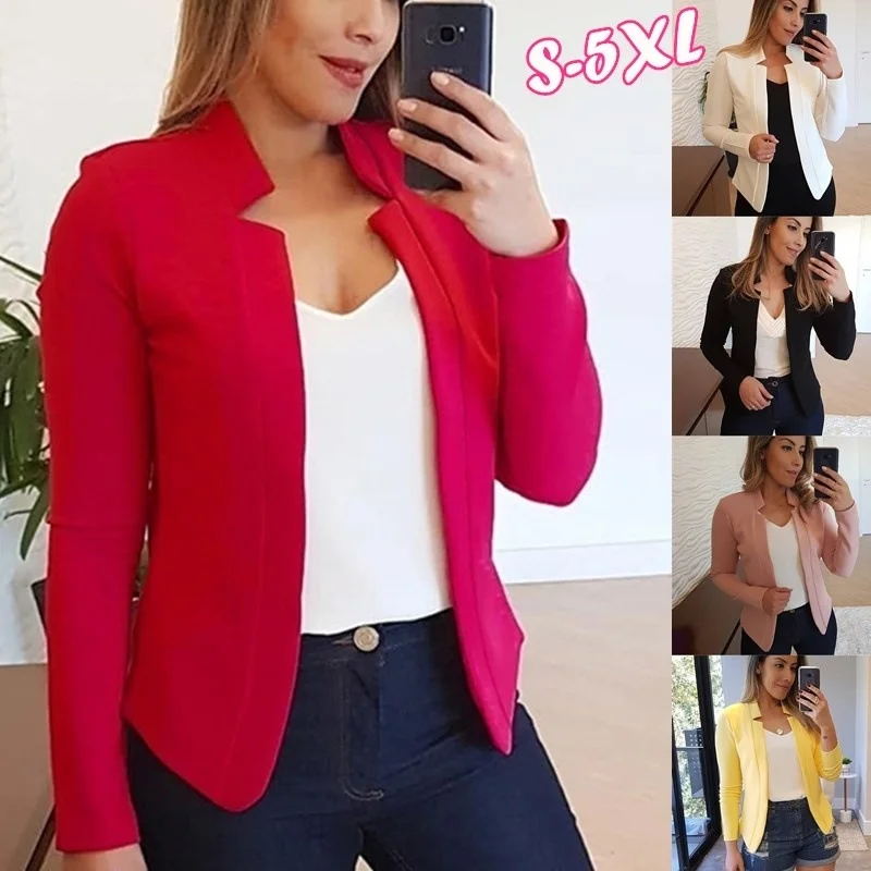 Blazer de ponto aberto feminino, casaco fino feminino, manga longa, preto e vermelho OL, jaquetas e casacos básicos, roupas de tops, primavera, 2023