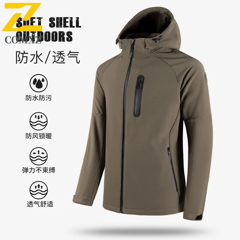 COMXZ الرجال في الهواء الطلق فائدة سترة ربيع الخريف ثلاثية الأبعاد جيب أكمام ملابس العمل غير رسمية صدرية الشارع الشهير خفيفة الوزن معطف للرياضة