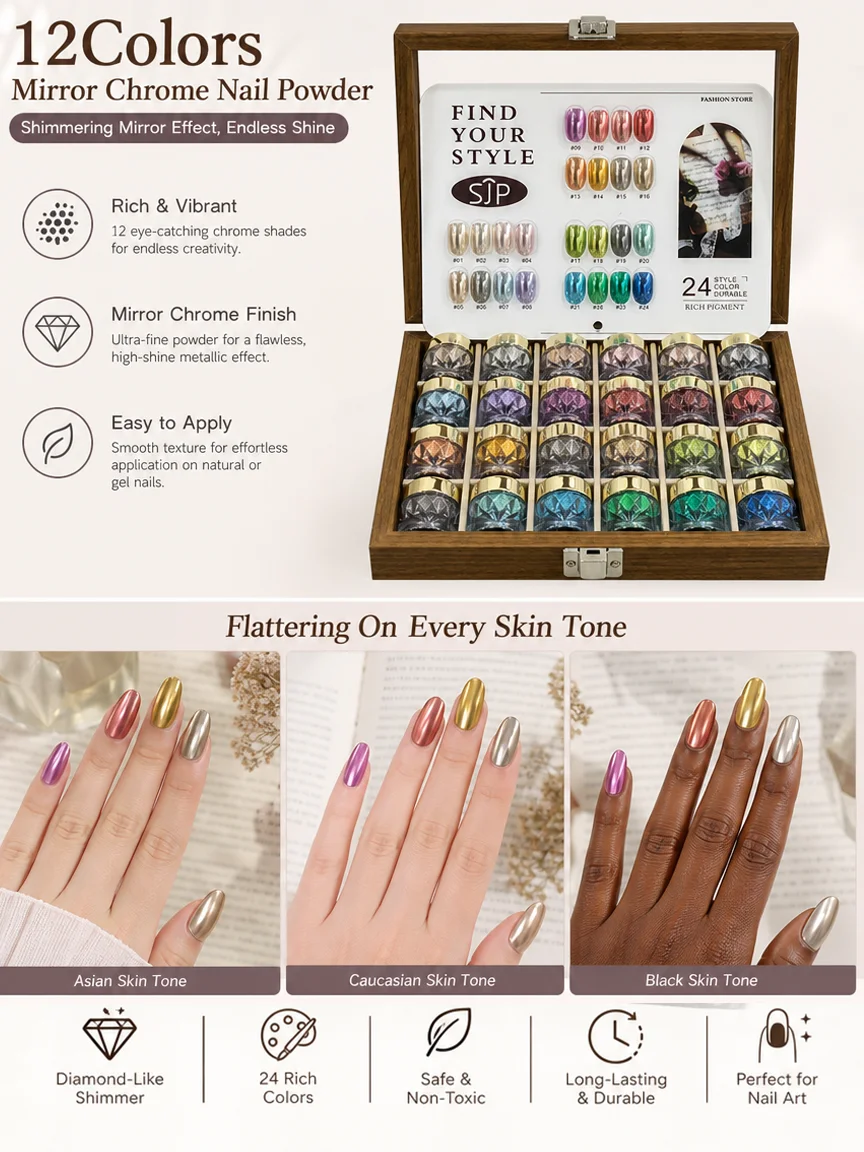 24-color-green-series-magic-mirror-nail-powder-set-includes-color-swatches-a-storage-box-and-nail-art-cotton-swabs-it-contain