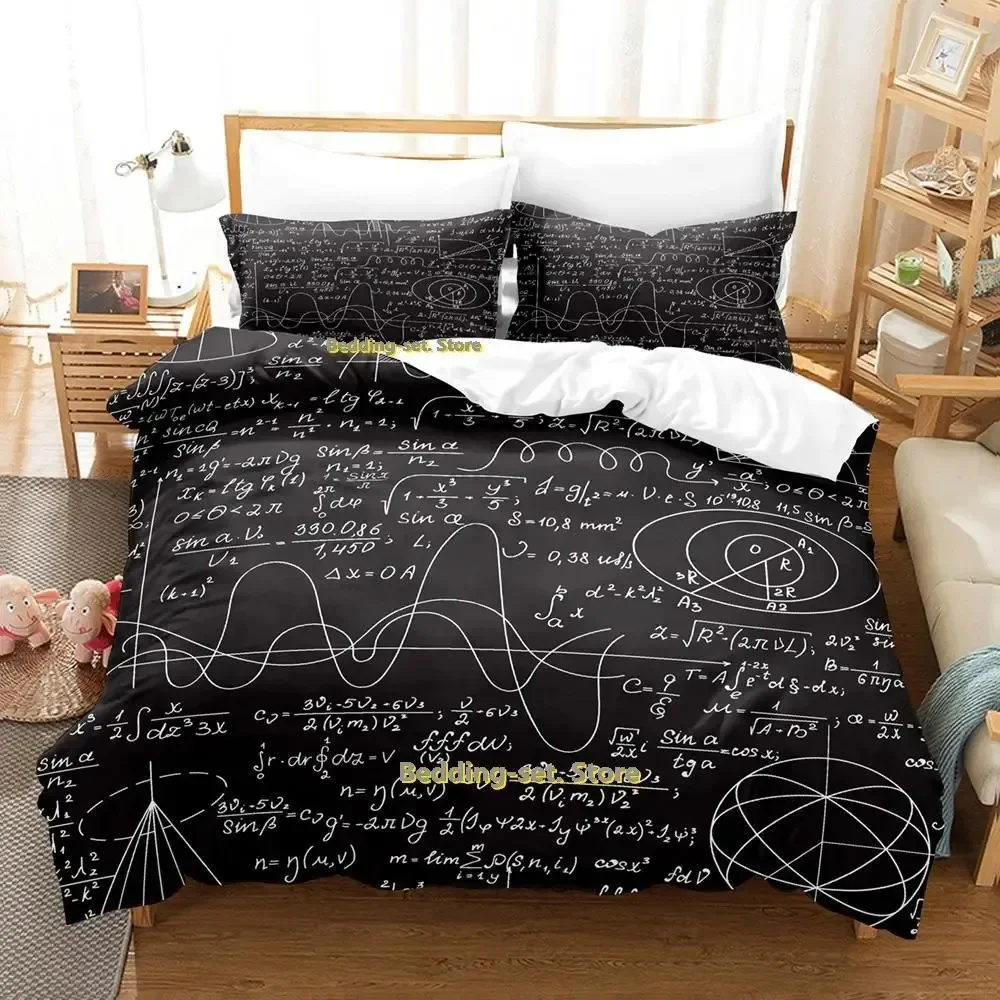 New Blackboard Formula Bedding Set Single Twin Full Queen King Size Bed Set Adult Kid Bedroom Duvetcover Set mathematical genius