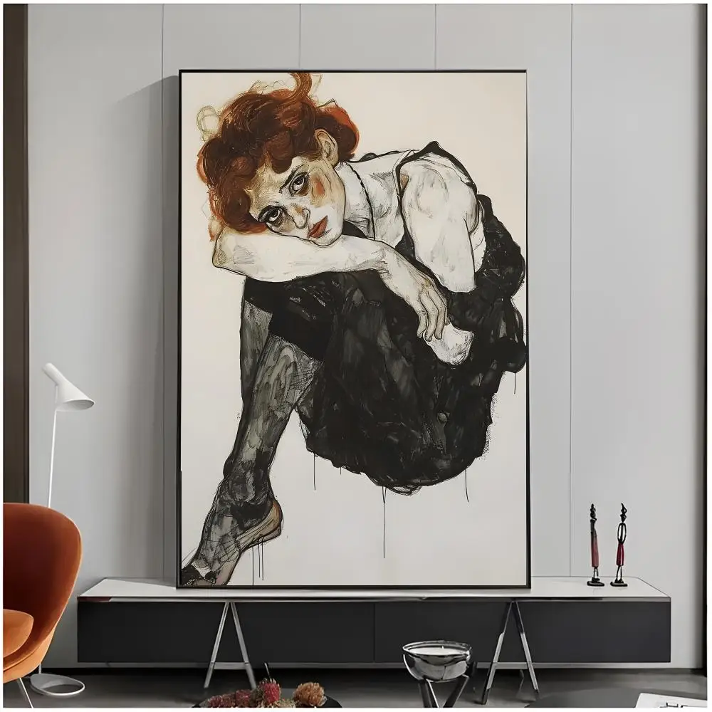 Expressive Artwork E-Egon Schiele Poster Living Room Bedroom Decorative Print Unframed Decor