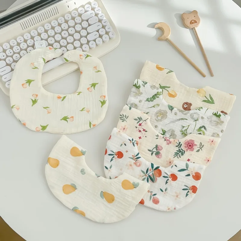 

6-слойные марлевые нагрудники с рисунком для младенцев, 360 градусов ° Вращающаяся круглая бандана-бандана, супер нагрудник для новорожденных с милыми принтами