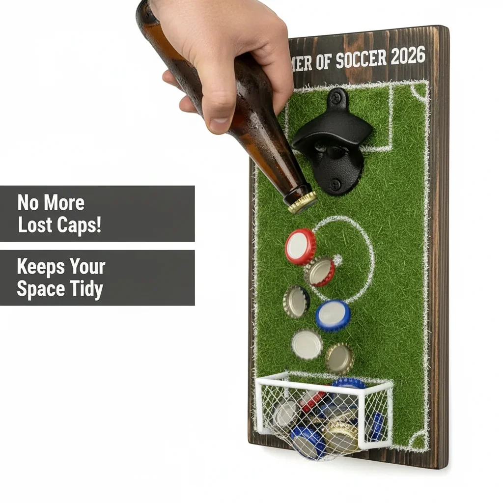 Creative Soccer Field Wall Mounted Bottle Opener Football Stadium Beer Opener With Cap Catcher for Bar Home Decor Men Gift