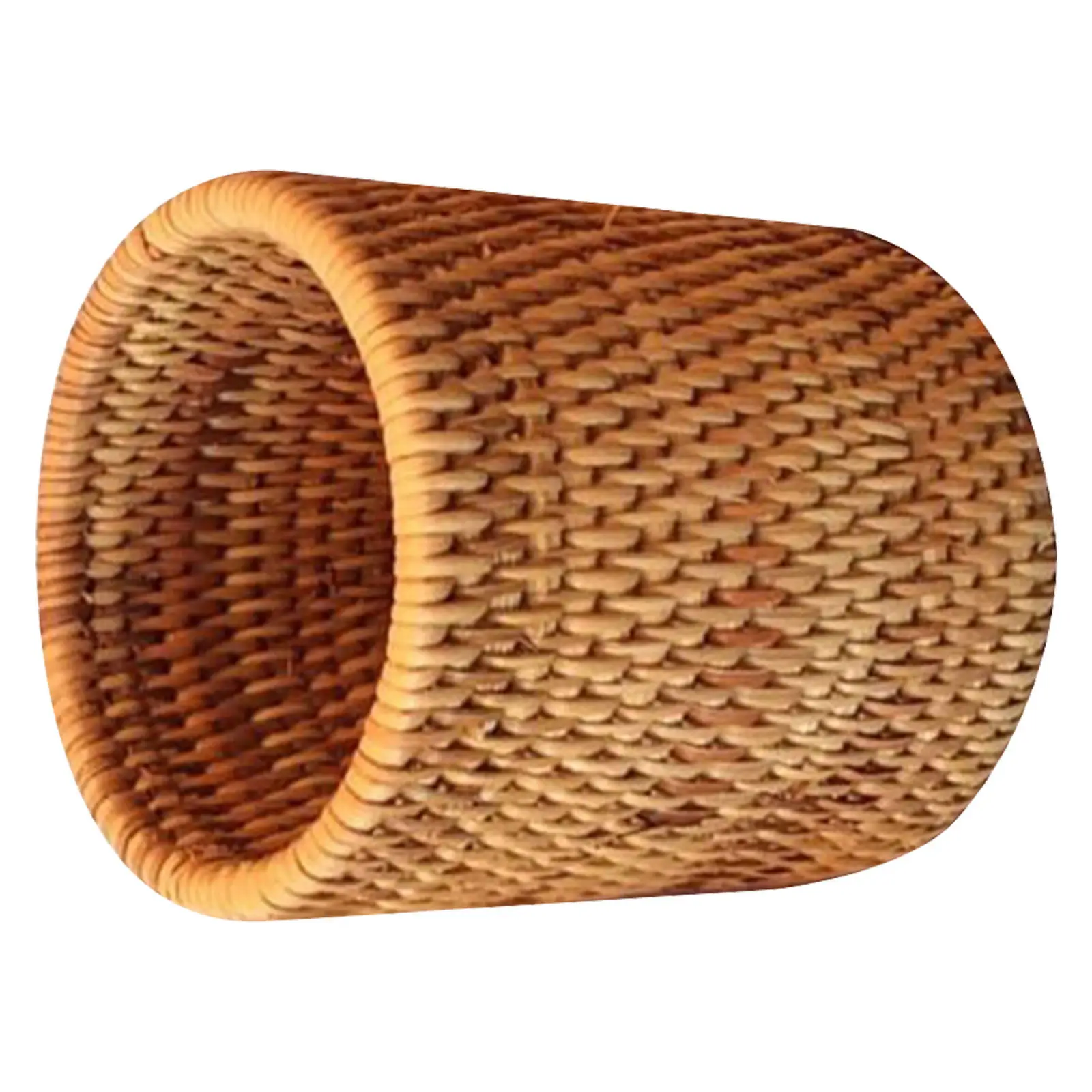 1Pcs Pen Holder Rattan Organizer Tea Set Basket Handmade Wicker Ceremony Six Gentlemen Cylindrical Storage Chic