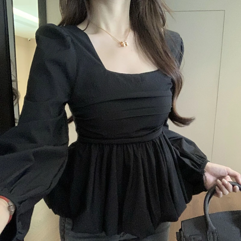 Camicie e camicette bianche da donna a maniche lunghe bellissime in promozioni Vendita di moda 2025 Elegante top corto da donna sociale Y2k